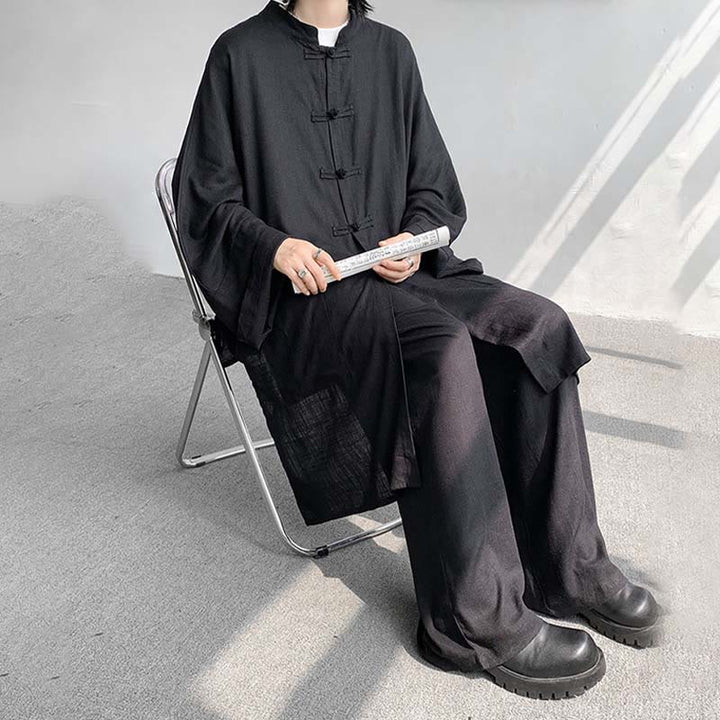 Conjunto de 2 Buddha Stones y pantalones de manga larga con botones de rana para hombre, de algodón, para meditación y zen - image 24