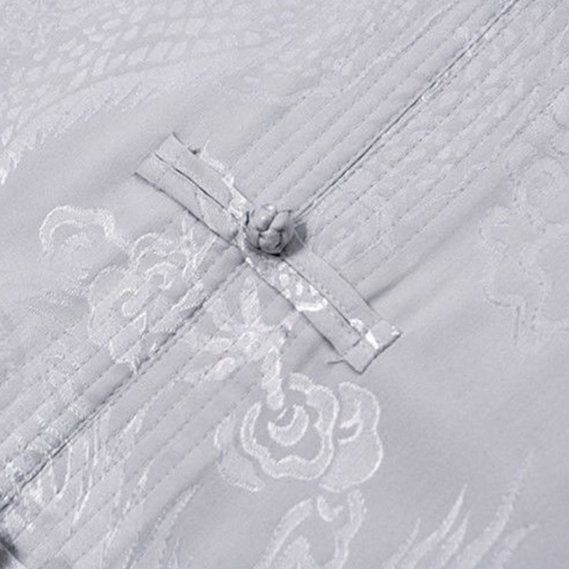 Conjunto de 2 piezas de camisa y pantalones de manga larga con botones de rana y dragón para hombre con Buddha Stones - image 9