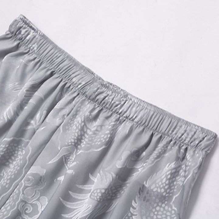 Conjunto de 2 piezas de camisa y pantalones de manga larga con botones de rana y dragón para hombre con Buddha Stones