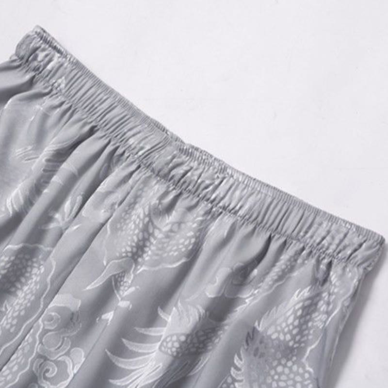 Conjunto de 2 piezas de camisa y pantalones de manga larga con botones de rana y dragón para hombre con Buddha Stones