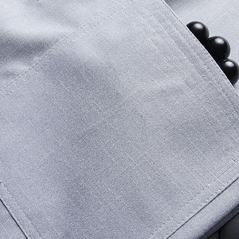 Conjunto de 2 piezas de traje Tang con botones de rana y camisa de manga larga para hombre, color liso, con Buddha Stones - image 10