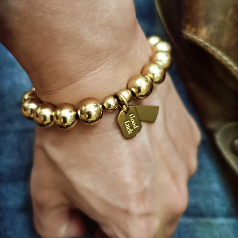 Pulsera curativa de latón y cobre con Buddha Stones - image 10