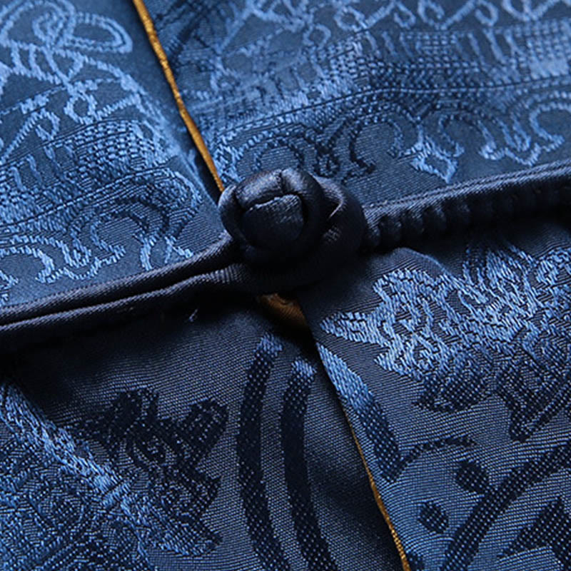 Conjunto de 2 Buddha Stones de traje Tang para hombre con estampado de peces Koi y botones de rana, camisa de manga larga y pantalones - image 12