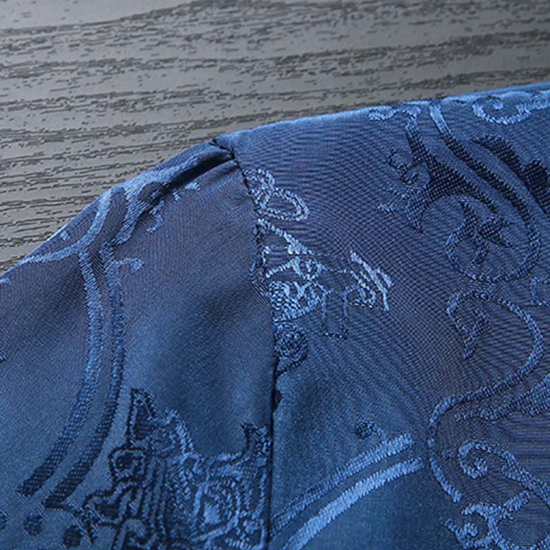 Conjunto de 2 Buddha Stones de traje Tang para hombre con estampado de peces Koi y botones de rana, camisa de manga larga y pantalones - image 11