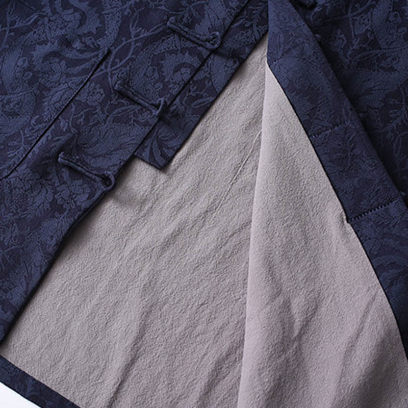 Conjunto de 2 Buddha Stones de traje Tang para hombre con diseño de enredadera de jacquard y botones de rana de algodón, camisa de manga larga y pantalones - image 3