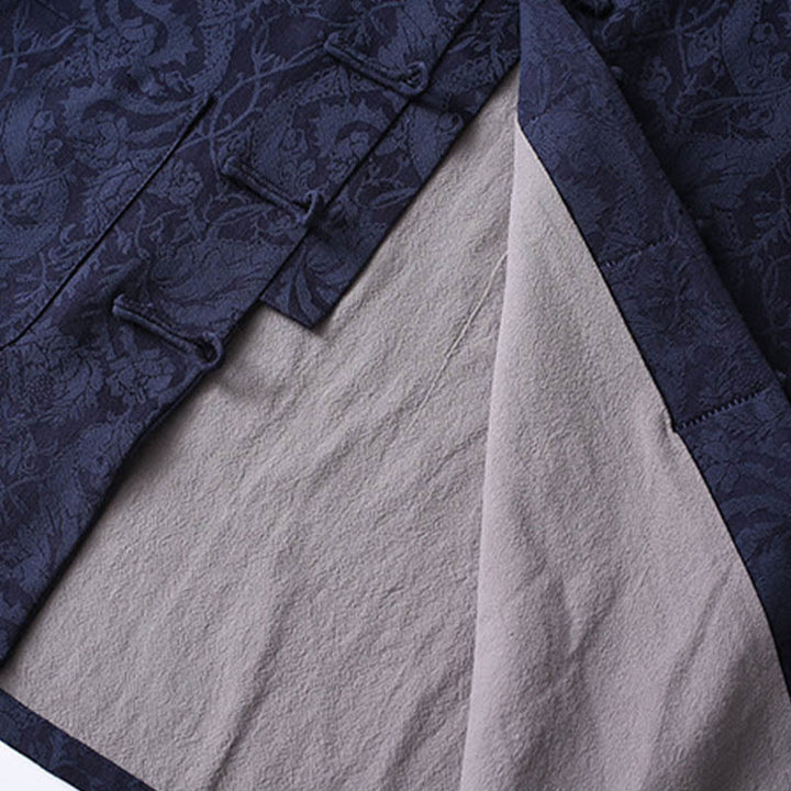 Conjunto de 2 Buddha Stones de traje Tang para hombre con diseño de enredadera de jacquard y botones de rana de algodón, camisa de manga larga y pantalones - image 3