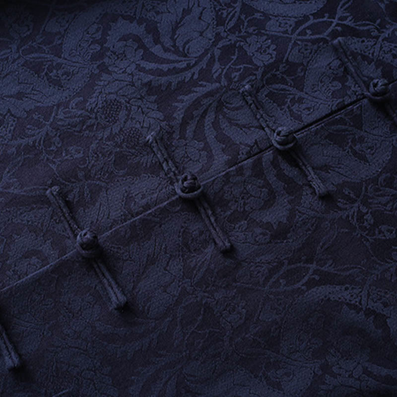 Conjunto de 2 Buddha Stones de traje Tang para hombre con diseño de enredadera de jacquard y botones de rana de algodón, camisa de manga larga y pantalones - image 4