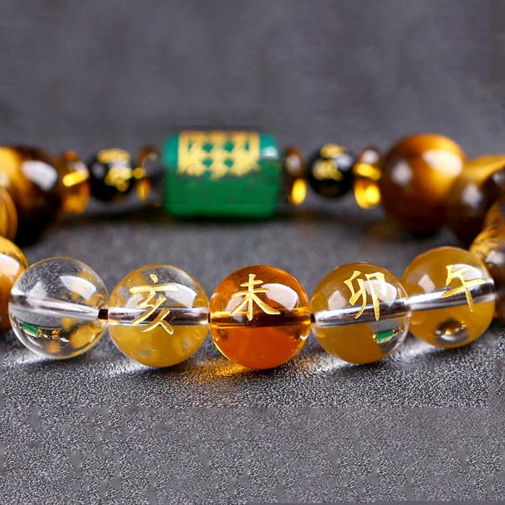 Pulsera de coraje con ojo de tigre del zodíaco chino y Buddha Stones