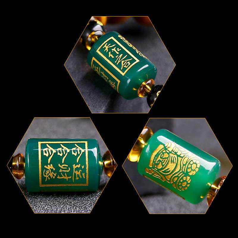 Pulsera de coraje con ojo de tigre del zodíaco chino y Buddha Stones