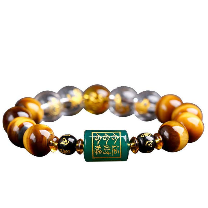 Pulsera de coraje con ojo de tigre del zodíaco chino y Buddha Stones
