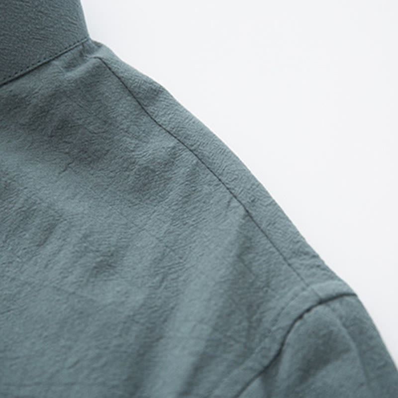 Conjunto de 2 piezas de traje zen Tang de lino con botones de rana y camisa de manga larga y pantalones para hombre con Buddha Stones - image 7