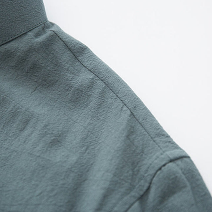 Conjunto de 2 piezas de traje zen Tang de lino con botones de rana y camisa de manga larga y pantalones para hombre con Buddha Stones - image 7