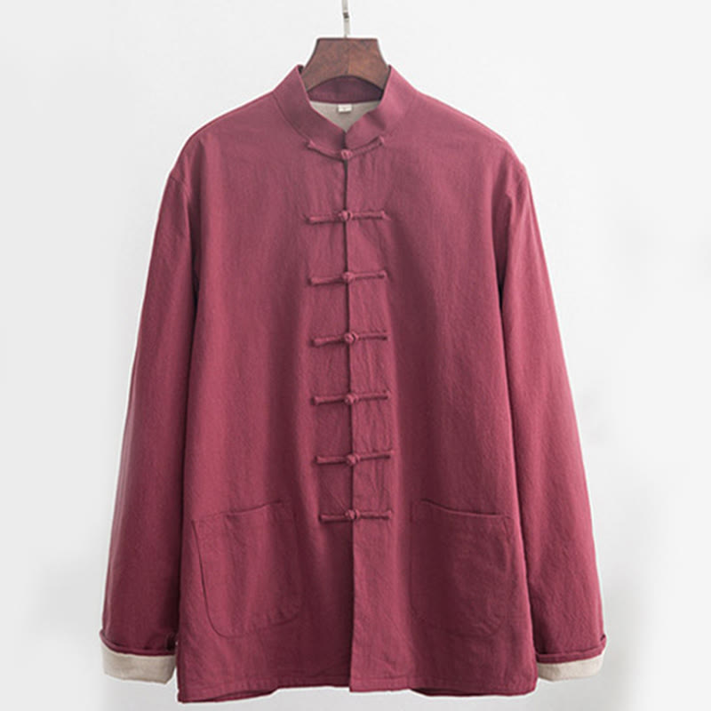 Conjunto de 2 piezas de traje zen Tang de lino con botones de rana y camisa de manga larga y pantalones para hombre con Buddha Stones - image 19