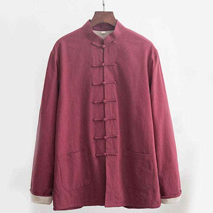 Conjunto de 2 piezas de traje zen Tang de lino con botones de rana y camisa de manga larga y pantalones para hombre con Buddha Stones - image 19