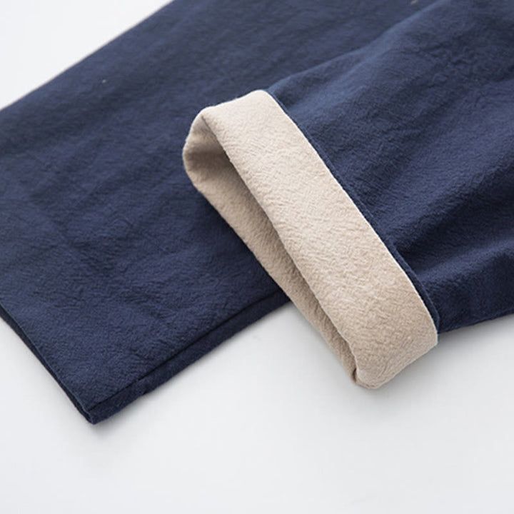 Conjunto de 2 piezas de traje zen Tang de lino con botones de rana y camisa de manga larga y pantalones para hombre con Buddha Stones - image 29