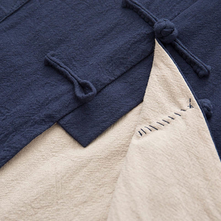 Conjunto de 2 piezas de traje zen Tang de lino con botones de rana y camisa de manga larga y pantalones para hombre con Buddha Stones - image 27