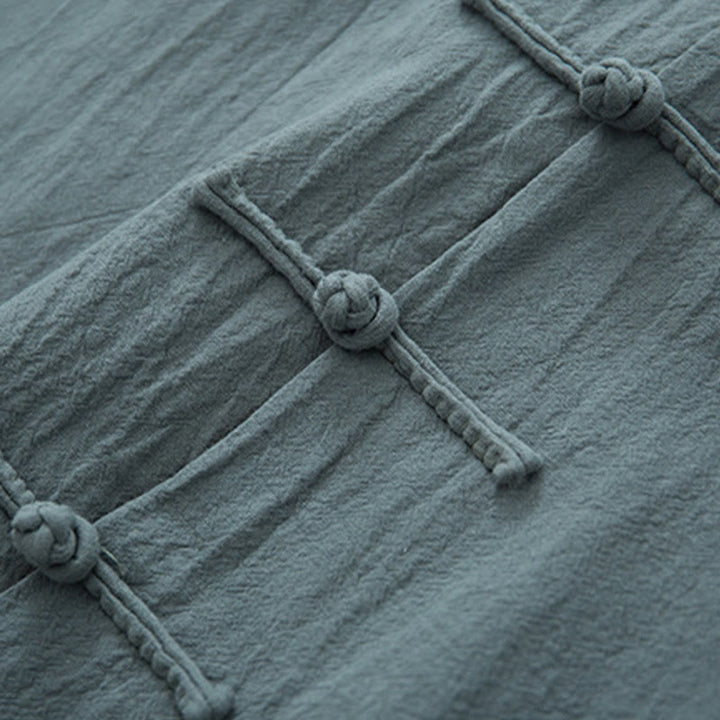 Conjunto de 2 piezas de traje zen Tang de lino con botones de rana y camisa de manga larga y pantalones para hombre con Buddha Stones - image 8