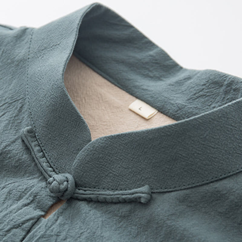 Conjunto de 2 piezas de traje zen Tang de lino con botones de rana y camisa de manga larga y pantalones para hombre con Buddha Stones - image 6