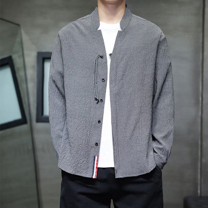 Camisa de manga larga con botones para hombre, de color liso, con estampado de Buddha Stones y caída - image 3