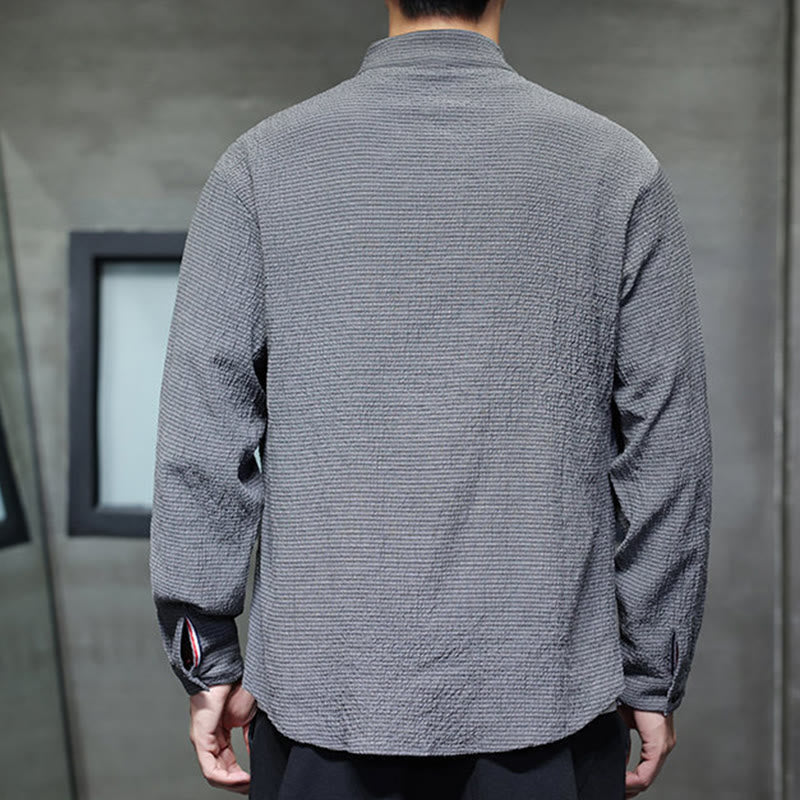 Camisa de manga larga con botones para hombre, de color liso, con estampado de Buddha Stones y caída - image 4