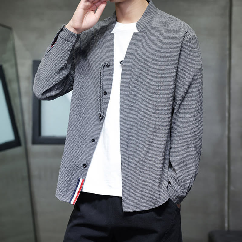 Camisa de manga larga con botones para hombre, de color liso, con estampado de Buddha Stones y caída - image 6