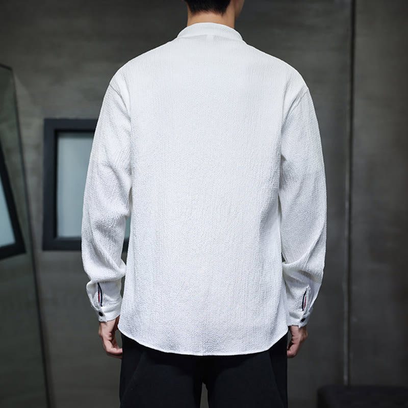 Camisa de manga larga con botones para hombre, de color liso, con estampado de Buddha Stones y caída - image 13