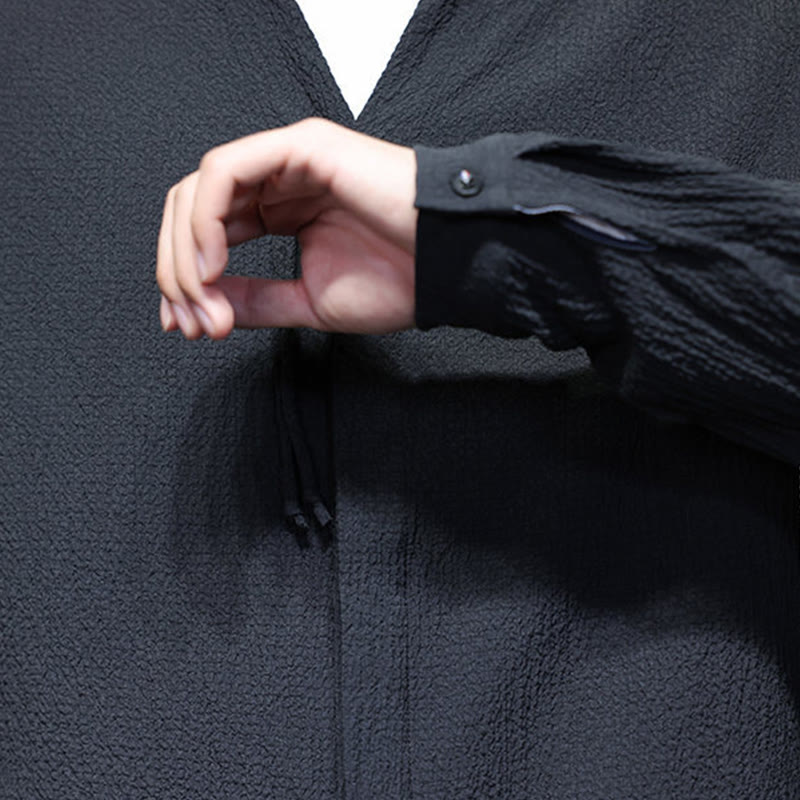Camisa de manga larga con botones para hombre, de color liso, con estampado de Buddha Stones y caída - image 26