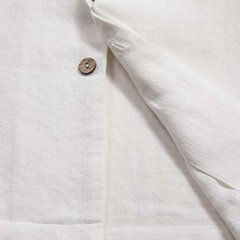 Camisa de lino de manga larga con cuello en V y Buddha Stones para hombre Ropa Zen - image 7