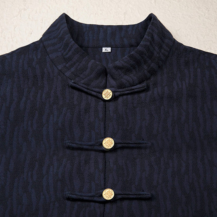 Camisa de hombre de lino jacquard con Buddha Stones