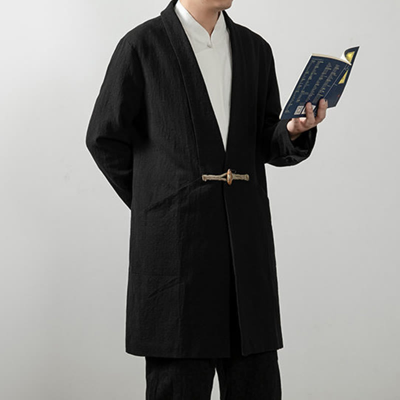 Abrigo de algodón sencillo de manga larga y longitud media para hombre con Buddha Stones en otoño - image 1