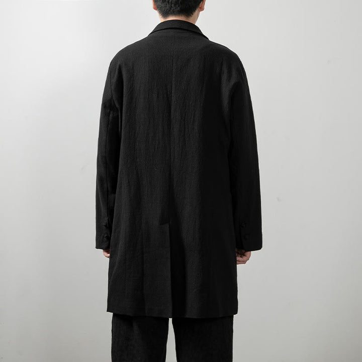 Abrigo de algodón sencillo de manga larga y longitud media para hombre con Buddha Stones en otoño