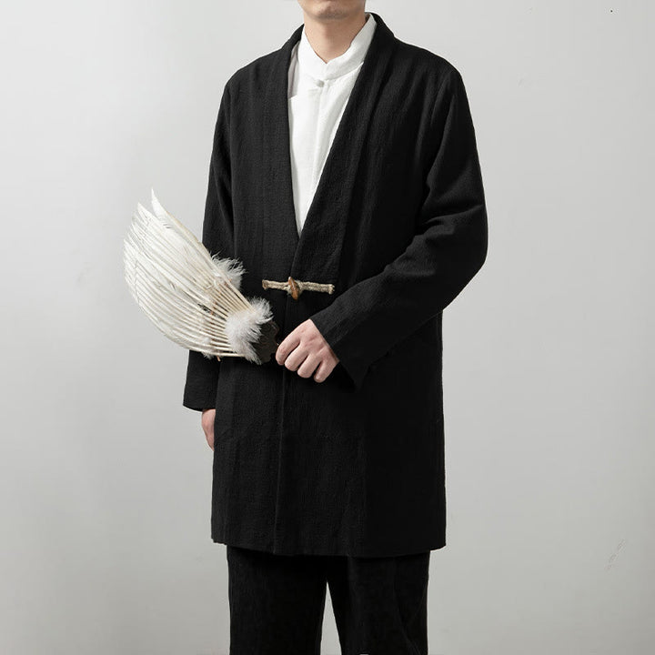 Abrigo de algodón sencillo de manga larga y longitud media para hombre con Buddha Stones en otoño - image 6