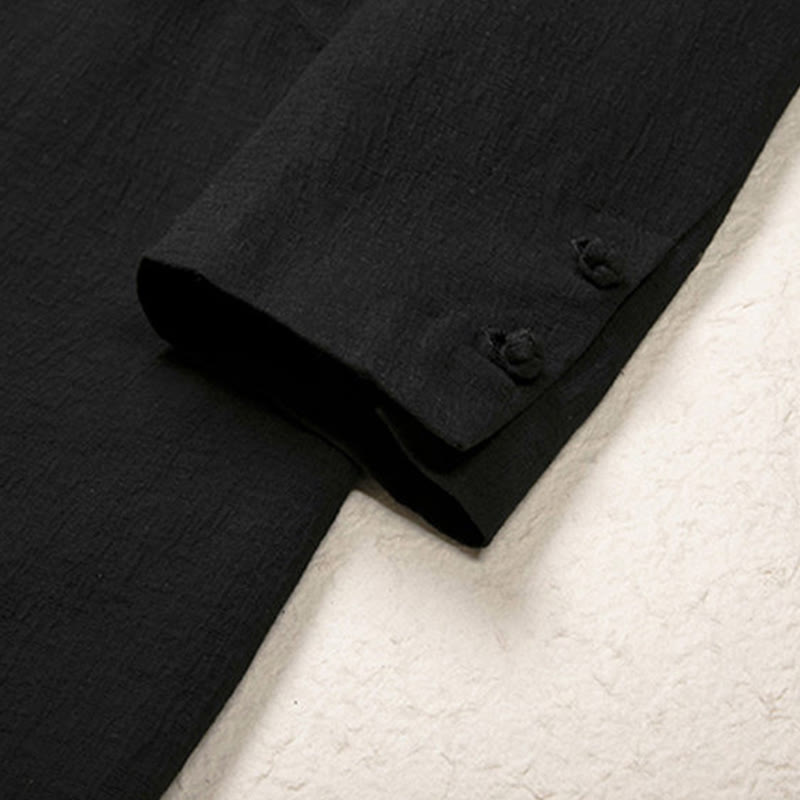 Abrigo de algodón sencillo de manga larga y longitud media para hombre con Buddha Stones en otoño - image 9