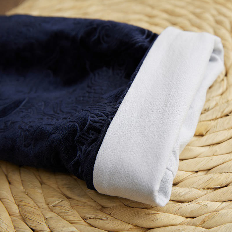 Traje chino vintage con Buddha Stones para otoño e invierno, túnica de jacquard con dragón para hombre y bolsillos - image 12