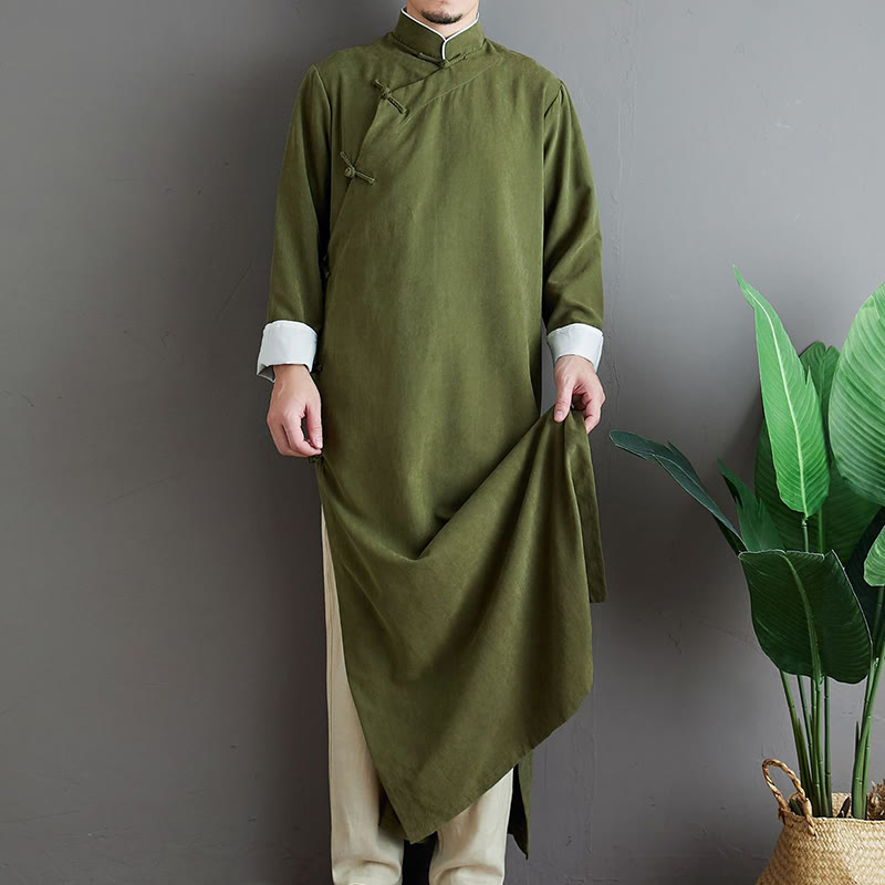 Bata de traje Tang para hombre con botones de rana, color liso, con estampado de Buddha Stones y estampado otoñal. - image 5