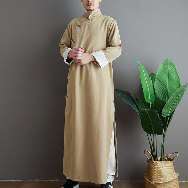 Bata de traje Tang para hombre con botones de rana, color liso, con estampado de Buddha Stones y estampado otoñal. - image 10