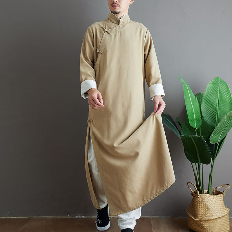 Traje Tang de algodón con botones de rana y color sólido para hombre, con Buddha Stones y caída - image 14