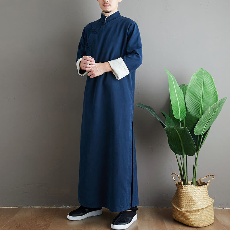 Traje Tang de algodón con botones de rana y color sólido para hombre, con Buddha Stones y caída - image 22