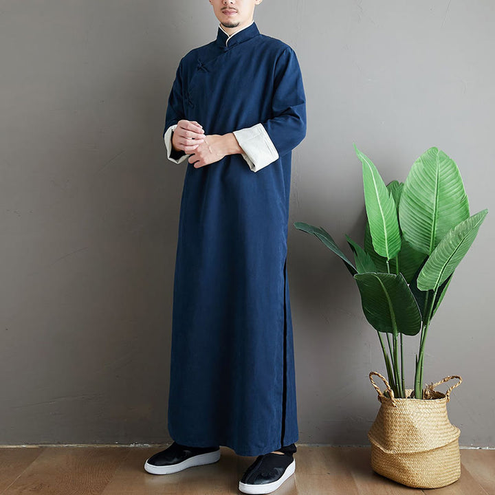 Traje Tang de algodón con botones de rana y color sólido para hombre, con Buddha Stones y caída - image 22