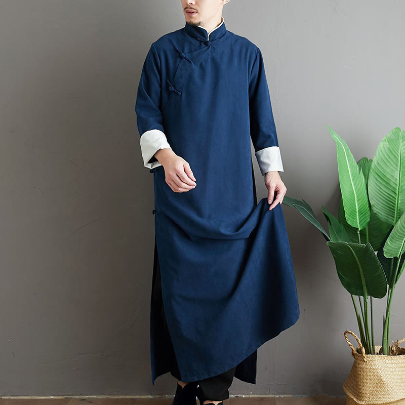 Bata de traje Tang para hombre con botones de rana, color liso, con estampado de Buddha Stones y estampado otoñal. - image 27