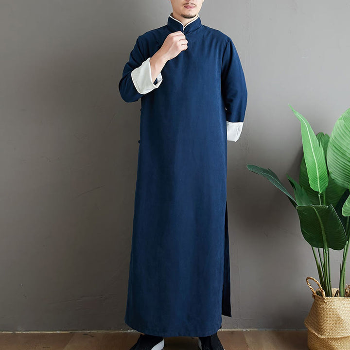 Traje Tang de algodón con botones de rana y color sólido para hombre, con Buddha Stones y caída - image 24