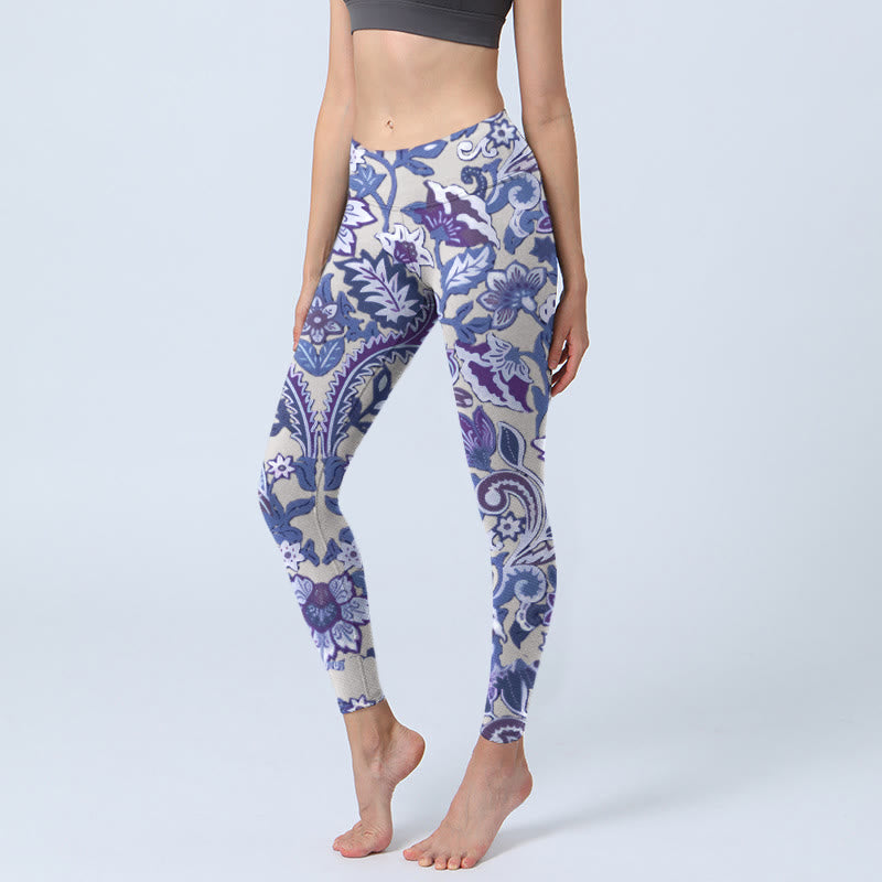 Leggings de fitness para gimnasio con estampado de Buddha Stones para mujer - Morado medio - US18，UK/AU22，EU50 (4XL) - image 0