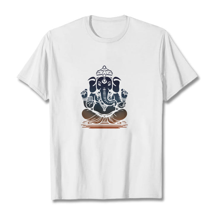 Camiseta con estampado de elefante Ganesh meditando con Buddha Stones - Blanco - 2XL - image 0