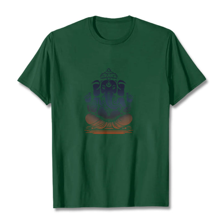 Camiseta con estampado de elefante Ganesh meditando con Buddha Stones - Verde bosque - 2XL - image 11