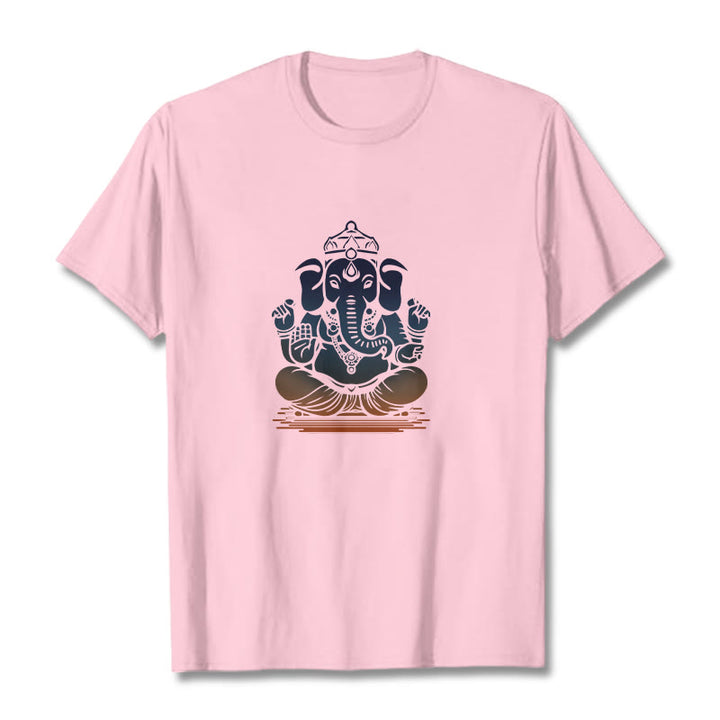 Camiseta con estampado de elefante Ganesh meditando con Buddha Stones - Rosa claro - 2XL - image 13
