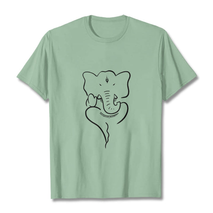 Camiseta con dibujo de elefante Ganesh y Buddha Stones - Verde pálido - 2XL - image 14
