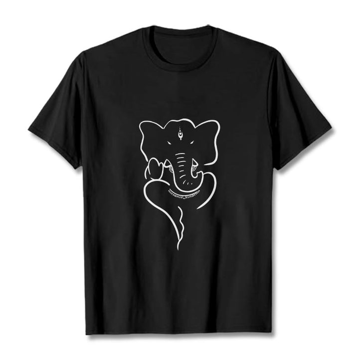 Camiseta con dibujo de elefante Ganesh y Buddha Stones - Negro - 2XL - image 1