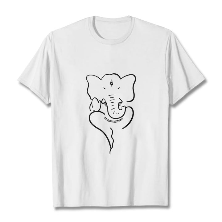 Camiseta con dibujo de elefante Ganesh y Buddha Stones - Blanco - 2XL - image 5