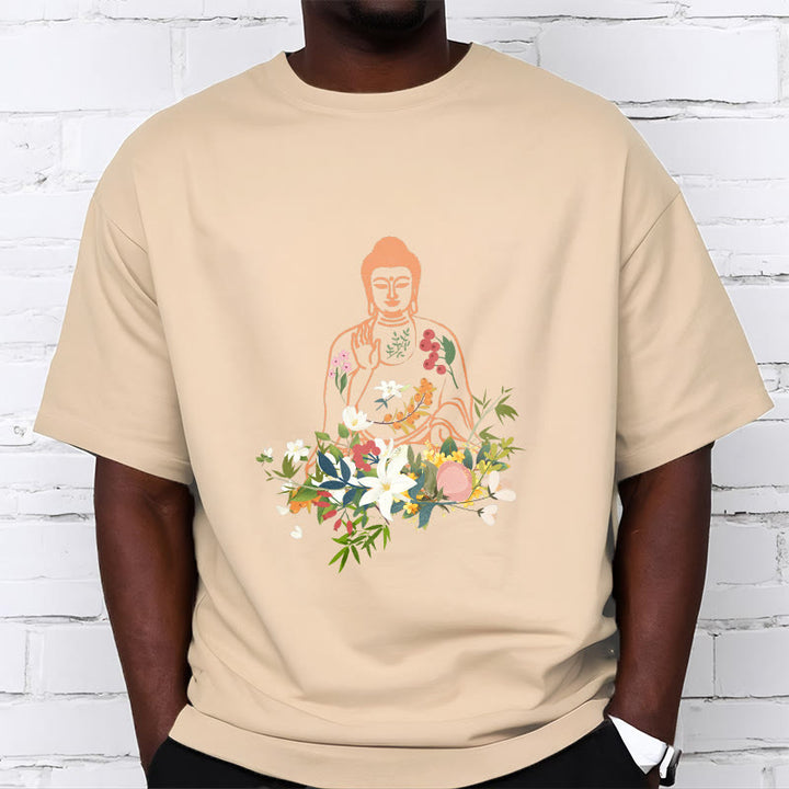 Camiseta con estampado de flores en flor y Buda meditando con Buddha Stones - image 10