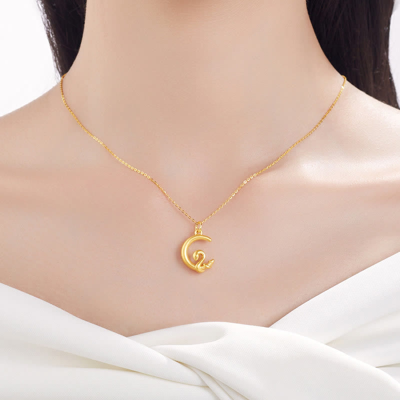 Collar con colgante de la suerte del año de la serpiente con Buddha Stones en oro 999